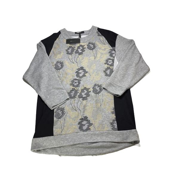 NWT BCBGMAXAZRIA Embroidered Tunic Sweatshirt French Terry Medium Heather Gray - Picture 7 of 16